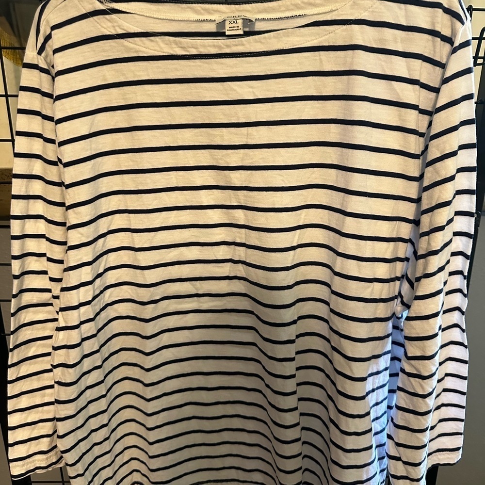 J. Crew White and Black Striped Top